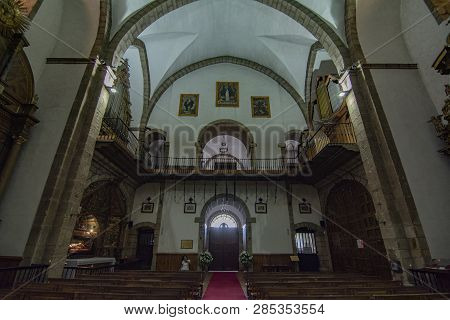 Ponferrada, Leon, Spain; June 2017: Interior View Of The Basilica Of The Encina In The Square Of Cen