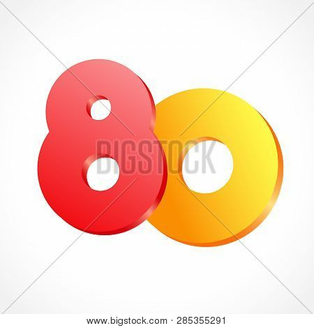 80 Years Anniversary Logo. 80 Th Years Old Congrats. Isolated Abstract Colored Graphic Design Templa