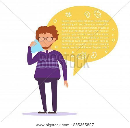 Sneeze, Flu, Disease, Infection, Spread Vector. Cartoon. Isolated Art On White Background.