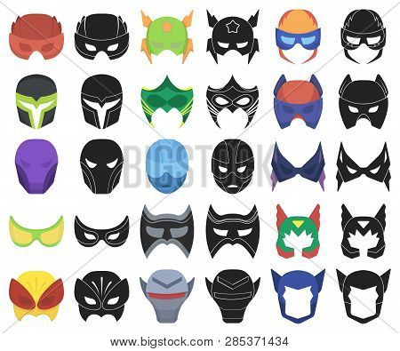 Carnival Mask Cartoon, Black Icons In Set Collection For Design.mask On The Eyes And Face Vector Sym