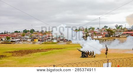Artillery Cannon Guns On Display At Local Township