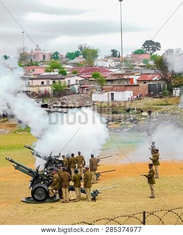 Artillery Cannon Guns On Display At Local Township