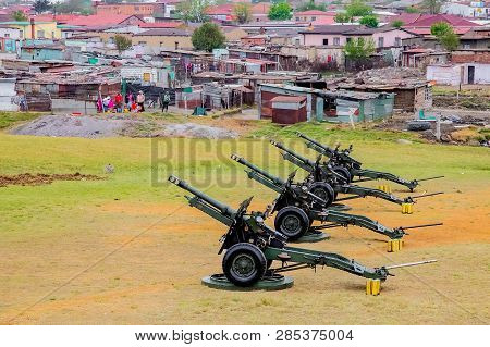 Artillery Cannon Guns On Display At Local Township