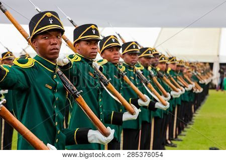 South African Defence Force Soldiers On Parade