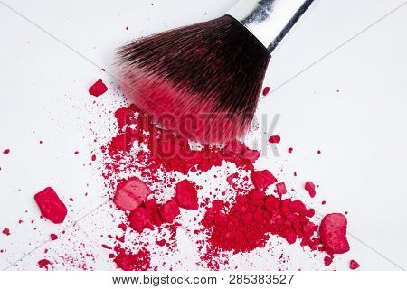 Blush Stroke Isolated .show Pigment ,texture And Color Of Blush Cheek And Eyeshadow,blurry Light Aro