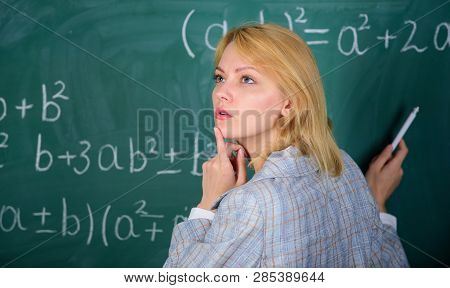 Testing. Teacher On School Lesson At Blackboard. Study And Education. Modern School. Knowledge Day. 