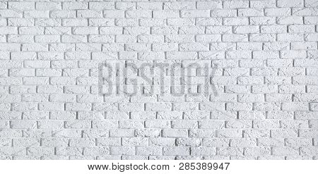 White Brick Wall Home Interior Background Horizontal Photo Banner For Website Design, Clean Blank Te