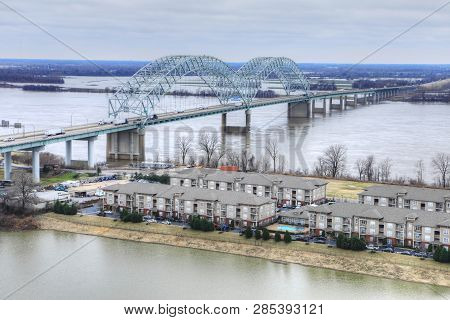 A View Of Bridge Over Mississippi River At Memphis