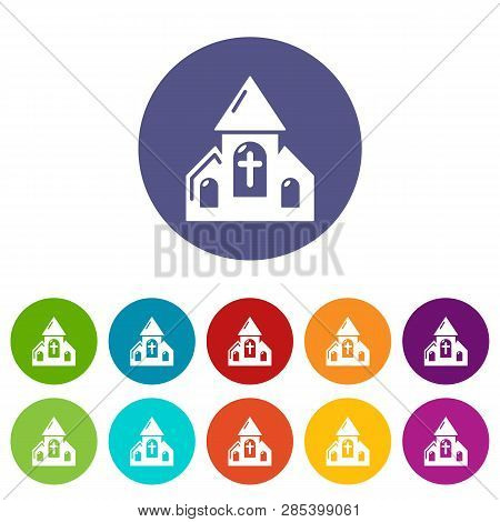 Wedding Church Icons Color Set Vector For Any Web Design On White Background