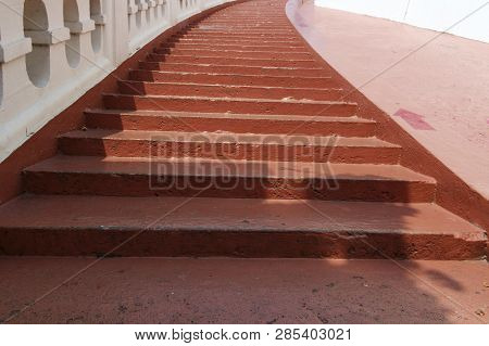 Closeup Wood Plank Stair Steps Image Photo