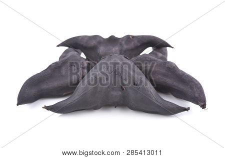 Boiled Bull Horn Shaped Water Caltrop Nut On White Background