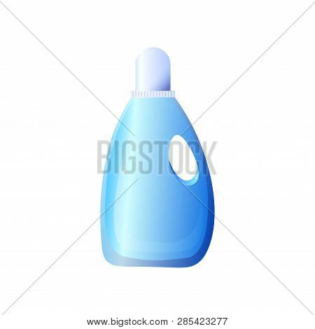 Blue Large Volume Bottle For Rinser, Bleacher Or Liquid Powder With Handle Isolated On White Backgro