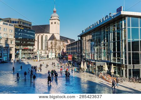 Forecourt Of The Main Station Of Cologne, Germany