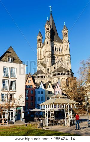 Fischmarkt With Church Gross St Martin, Cologne, Germany