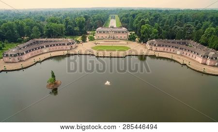 Aerial Dusseldorf Germany Beneath Castle And Park