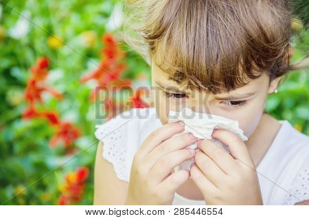 Seasonal Allergy In A Child. Coryza. Selective Focus.