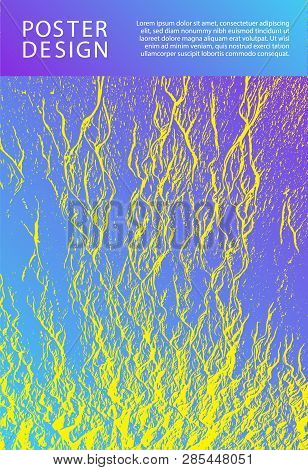 Flyer Poster Vector Graphic Design. Violet Blue Yellow Arthouse Effect Texture. Advertising Banner O