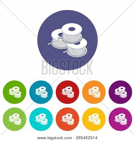 Coil For D Printer Icons Color Set Vector For Any Web Design On White Background