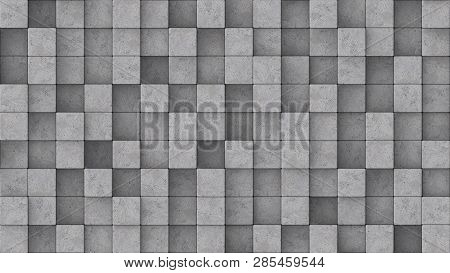3d Rendered Concrete Blocks At Different Heights.