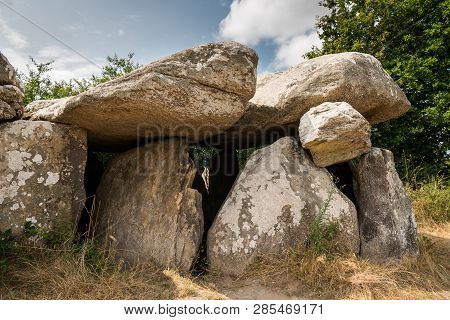 The Dolmen De Kerbourg (saint-lyphard, France) On A Sunny Day In Summer. These Megaliths Are About 6