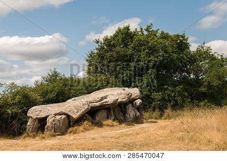 The Dolmen De Kerbourg (saint-lyphard, France) On A Sunny Day In Summer. These Megaliths Are About 6