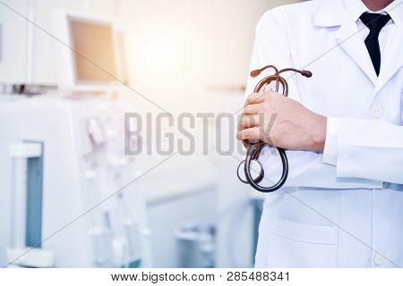 Health And Medical Care Concepts Doctors With Medical Headphones And Advanced Dialysis Tools