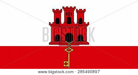 Flag Of Gibraltar In Official Rate And Colors Vector.