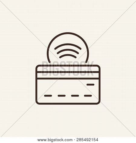 Contactless Payment Line Icon. Credit Card With Internet Connection On White Background. Online Paym
