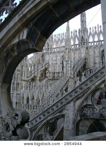 Detail van de kathedraal Duomo, Milan, Italië