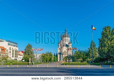 View To The Avram Iancu Square And The Dormition Of The Theotokos Cathedral, The Most Famous Romania