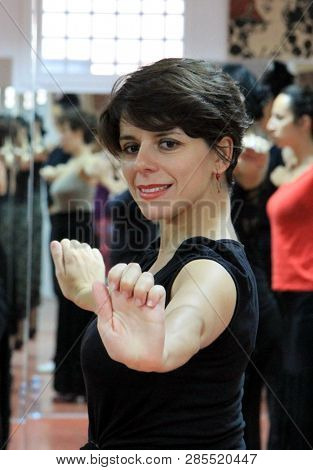Seville, Spain - July 12, 2011: Teacher Of Flamenco Dancer Leonor Leal Conducts Classes In The Dance