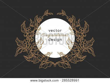 Vector Nature Emblem. Luxury Art Rococo Romance Pattern, Elegance Frame, Vintage Wreath. Natural Sym