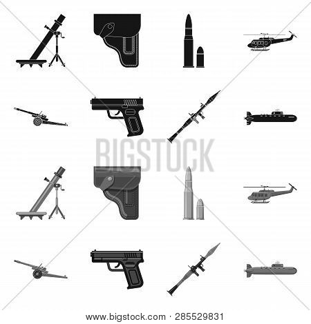 Vector Design Of Weapon And Gun Icon. Set Of Weapon And Army Vector Icon For Stock.