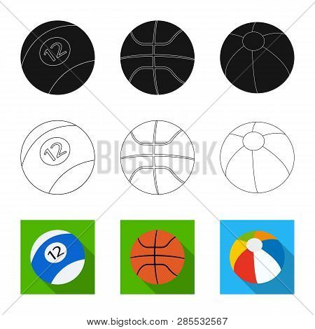 Vector Design Of Sport And Ball Symbol. Set Of Sport And Athletic Stock Vector Illustration.