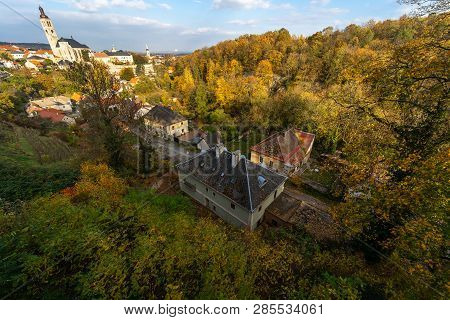 View Of The Historical Part Of The Town From The Terrace (barborska) In The Evening Rays Of The Suns