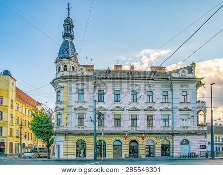 Cluj-napoca, Romania - September 16, 2018: View To The Elian Palace In Cluj-napoca, Romania