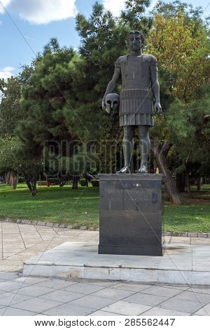 Thessaloniki, Greece - September 30, 2017: Philip Ii Of Macedon Monument At Embankment Of City Of Th
