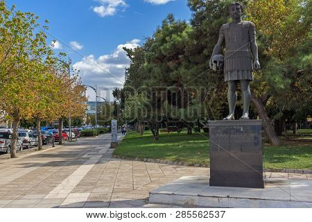 Thessaloniki, Greece - September 30, 2017: Philip Ii Of Macedon Monument At Embankment Of City Of Th