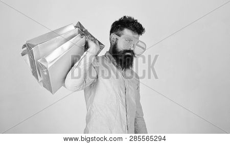 Shopping On Black Friday. Happy Shopping With Bunch Paper Bags. Shopping Addicted Consumer. How To G