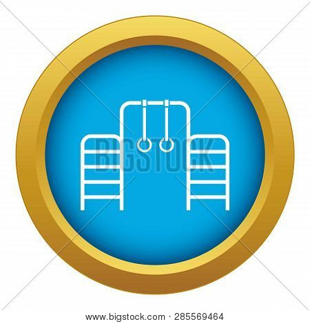 Horizontal Bar With Climbing Rings And Ladder Icon Blue Vector Isolated On White Background For Any 