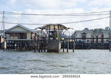Bandar Seri Begawan, Brunei - 10 February, 2019: The River Village Of Kampong Ayer In Bandar Seri Be
