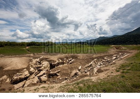 Dry Waterbed In A Time Of Drought, Moon Like Ground