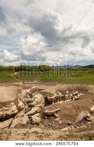 Dry Waterbed In A Time Of Drought, Moon Like Ground