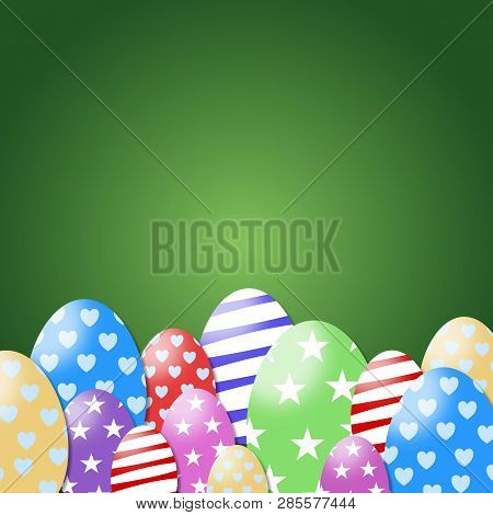 Easter Concept. Green Grass, Easter Eggs Colorfull