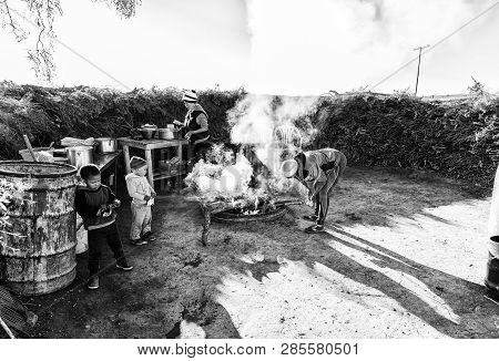 Nieuwoudtsville, South Africa, August 29, 2018: An Outdoor Kitchen At Matjiesfontein Farm Near Nieuw