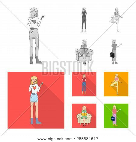 Vector Design Of Posture And Mood Symbol. Set Of Posture And Female Stock Vector Illustration.