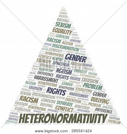 Heteronormativity - Type Of Discrimination - Word Cloud. Wordcloud Made With Text Only.