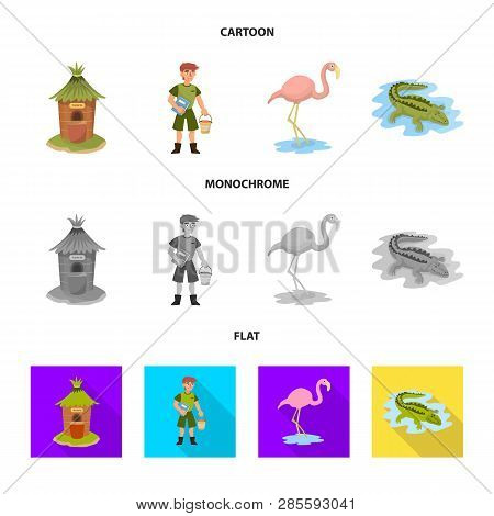 Vector Illustration Of Nature  And Fun  Logo. Set Of Nature  And Entertainment Vector Icon For Stock
