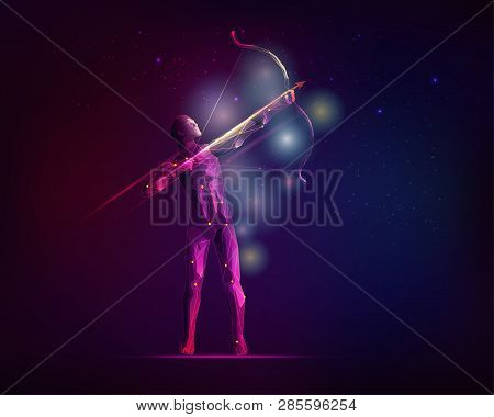 Graphic Of An Archery With The Galaxy Stars Background, Concept Of Orion Emblem