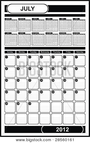 VECTOR - Calendar Design 2012 - luglio